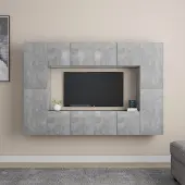 The Living Store 8-tlg. TV-Schrank-Set Betongrau Holzwerkstoff