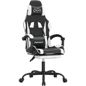 Syfax Gaming-Stuhl mit Fußstütze Schwarz und Weiß Kunstleder