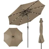 Costway Sonnenschirm mit LED-Leuchten - Ø300cm - Braun