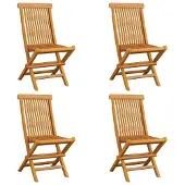 Syfax Klappstühle mit schwarzen Kissen, 4 Stück, Massivholz Teakholz