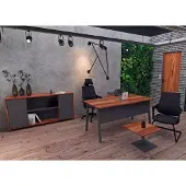 AEA Eckschreibtisch Couchtisch Bücherregal Holz Buro Arbeitszimmer Braun