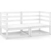 Syfax Garten-Ecksofas 2 Stk. Weiß Kiefer Massivholz