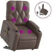 Syfax Massagesessel mit Aufstehhilfe Braun Kunstleder