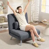 Sweiko Polstersessel mit Bettfunktion, 3-in-1 Design, Schlafsessel, Gästebett, Stoffbezug, mit Kissen, Dunkelgrau