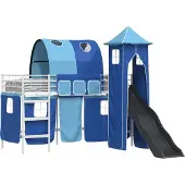 Syfax Kinder Etagenbett Gestell Weiß und Blau 100 x 190 cm Metall