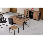 AEA Braune Arbeitszimmer Möbel Luxus Set Schreibtisch Büroschrank Couchtisch 3tlg.