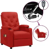 Syfax Massagesessel Elektrisch Weinrot Kunstleder