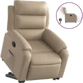 Syfax Relaxsessel mit Aufstehhilfe Elektrisch Cappuccino Kunstleder