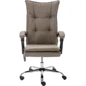 Syfax Ergonomischer Bürostuhl Taupe Stoff, höhenverstellbar, Massage, Liege, Heizung, 64x68x113-120 cm