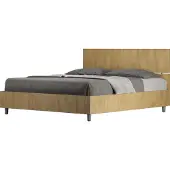 Ityhome - Bett mit Bettkasten 160x190 gerades Kopfteil Eiche Natur Demas
