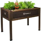 QLS Hochbeet aus Holz 110x55 cm-Balkon Kräuterbeet wetterfest mit Vlies dunkel 11278