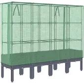 Syfax Hochbeet mit Gewächshaus-Aufsatz Rattan-Optik 160x40x140 cm