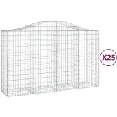 vidaXL Gabionen mit Hochbogen 25Stk. 200x50x120/140cm Verzinktes Eisen