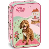 ARS UNA Doggie-Kollektion Federmäppchen Fußballmotiv zweistöckig mit Reißverschlussfach und Stiftehaltern 23x16x5cm