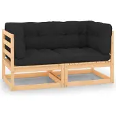 Syfax Garten-Ecksofas mit Kissen 2 Stk. Massivholz Kiefer