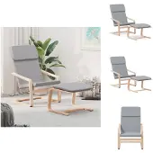 vidaXL Relaxsessel mit Hocker Hellgrau Stoff - Sessel