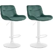 CLP 2er Set Barhocker Vonore Samt chrom - grün