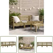 The Living Store Gartensofa 3-Sitzer Kiefernholz Imprägniert