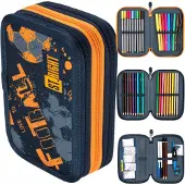 Sonstiges 47-teilig Federmäppchen 3 Fach Federtasche Federmappe Bleistift Etui Tasche