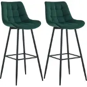 CLP 2er Set Barhocker Dartford Samt - dunkelgrau