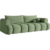 Selsey Dandelino - 3-Sitzer Sofa mit Schlaffunktion, Bettkasten, wasserabweisendem Samtbezug, eukalyptusgrün