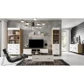 AEA Wohnwand Wohnzimmer Set Vitrine Kommode Wandregal Vitrinen Wohnwände 4 tlg. Set