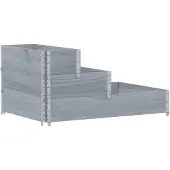 Syfax Paletten-Aufsatzrahmen 3-fach Grau 120x80 cm Massivholz Kiefer