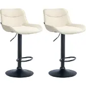 CLP 2er Set Barhocker Vonore Stoff schwarz - creme