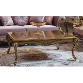 AEA Königlicher Couchtisch Gold Brauner Tisch Barock Rokoko Couchtische Holz Möbel