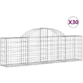 vidaXL Gabionen mit Hochbogen 30 Stk. 200x30x60/80 cm Verzinktes Eisen