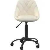 Syfax Bürostuhl Samt Creme höhenverstellbar mit Rollen 360° drehbar 44x46x67,5-79 cm