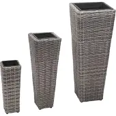 Syfax Garten-Hochbeet 3-tlg. Poly Rattan Grau