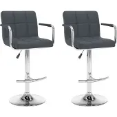 The Living Store Barhocker 2 Stk. Grau Kunstleder