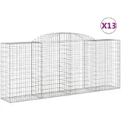 vidaXL Gabionen mit Hochbogen 13 Stk 300x50x120/140cm Verzinktes Eisen