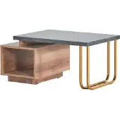 AEA Couchtisch Arbeitszimmer Wohnzimmer Modern Braun Grau Zweifarbig Regal