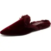 ViCOLO 4446J ciabatta donna bordeaux Samt velluto Öko-Pelz Slipper Schuh Frau