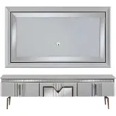 AEA Wohnwand Wohnzimmer Grau Möbel Sideboard TV Wandpaneel Paneel 2tlg
