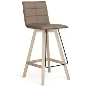 AEA Barhocker mit beigem Kunstlederbezug und Holzgestell