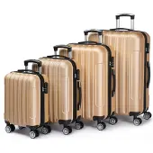 Alightup Hartschalenkoffer Reisekoffer-Set Koffer-Set Trolley-Set 4 Stk. ABS Gold