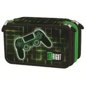 St. Majewski Goldkids - Federmäppchen 3 Fächer - Mäppchen für Mädchen und Jungen - Federmappe 3-Fach Federtasche 46-teilig Gefüllte Schüleretui - Gamepad Motiv