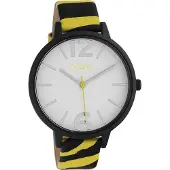 Oozoo Armbanduhr gelb schwarz Leder Timepieces Damen Analog-Quarzuhr UOC10211
