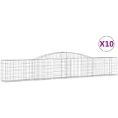 vidaXL Gabionen mit Hochbogen 10 Stk. 400x30x60/80 cm Verzinktes Eisen