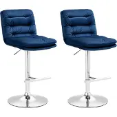 CLP 2er Set Barhocker Damar Samt chrom - blau