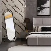AEA Standspiegel Spiegel Oval Mit Rahmen Standfuß Ganzkörperspiegel Holz