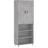Syfax Highboard Betongrau 69,5x34x180 cm Holzwerkstoff
