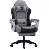 ITImport Ergonomischer Gaming-Stuhl mit Fußstütze und Lendenkissen Grau