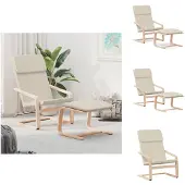 vidaXL Relaxsessel mit Hocker Creme Stoff - Sessel
