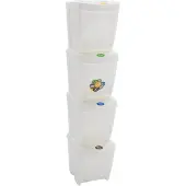 The Living Store Stapelbare Mülleimer 4 Stk. Weiß 100 L Polypropylen