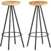 Syfax Barhocker 2 Stk. Raues Mangoholz