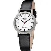 Regent Damen-Titanuhr schwarz Analog F-1088 Leder-Armband D2URF1088